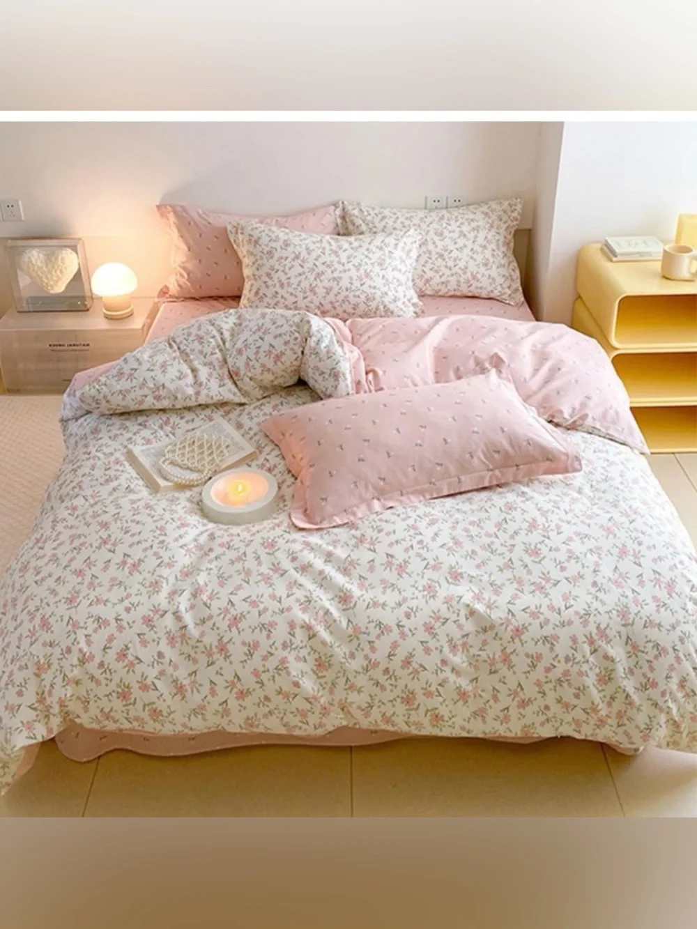 QUEEN SIZE Floral REVERSIBLE Duvet Set - PINK